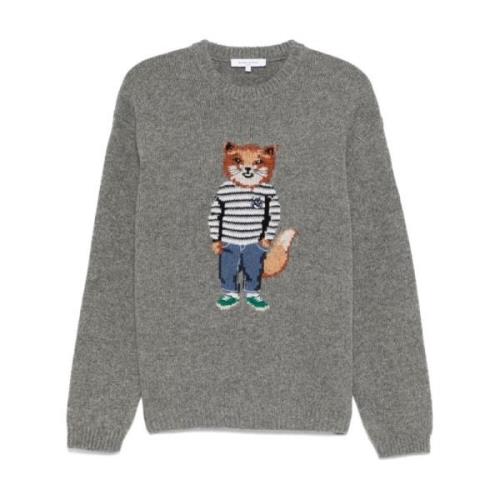 Vos Intarsia Jumper Sweaters Maison Kitsuné , Gray , Heren