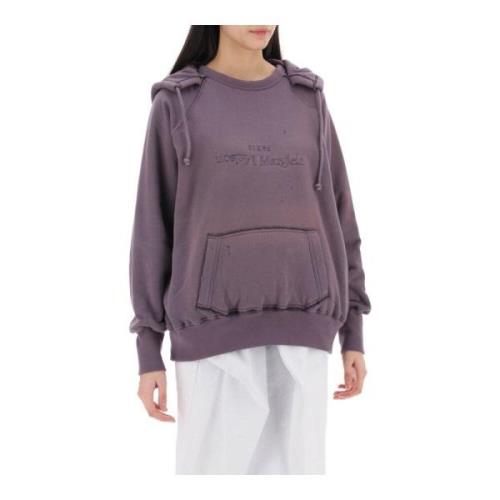 Hoodie met omkeerbaar logo en capuchon Maison Margiela , Purple , Dame...