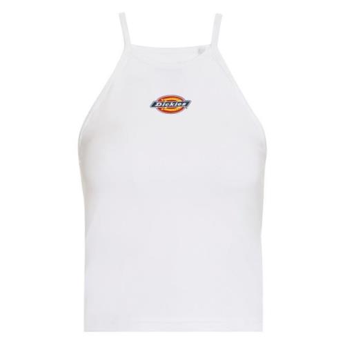 Logo Print Katoenen Crop Top Dickies , White , Dames