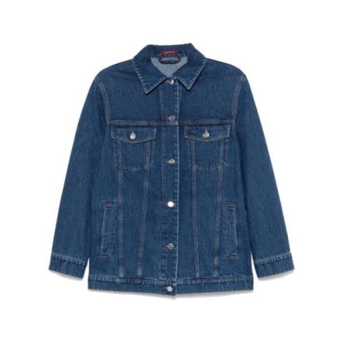 Denim Logo Jack met Contraststiksels Gucci , Blue , Dames