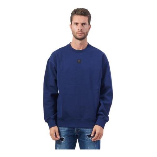 Blauwe Regular Fit Katoenen Sweatshirt Hugo Boss , Blue , Heren