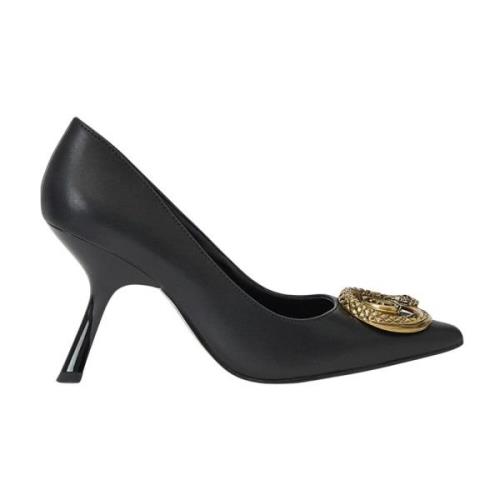 Leren pumps met slangenlogo Just Cavalli , Black , Dames