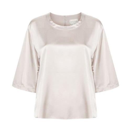 Zijde Satijn Zware Stretch T-Shirt Forte Forte , White , Dames