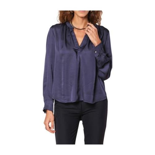 Adele Viscose Shirt Navy Blauw Mason's , Blue , Dames