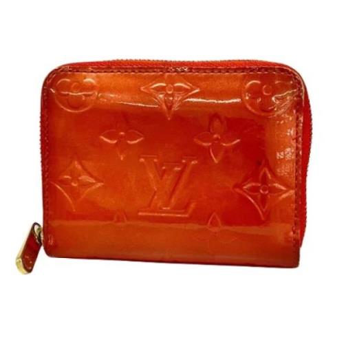 Pre-owned Leather wallets Louis Vuitton Vintage , Orange , Dames