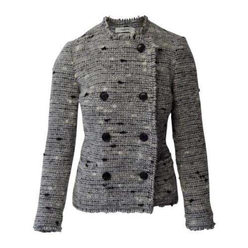 Dubbel-Breasted Grijze Acryl Jas Isabel Marant Étoile , Gray , Dames