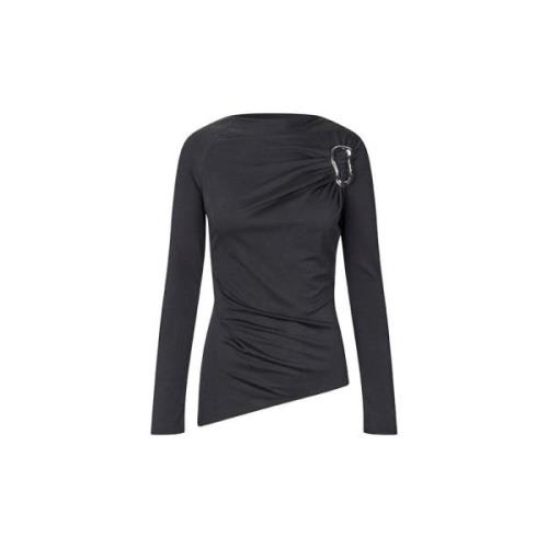 Zwarte longsleeve top met gesp Stine Goya , Black , Dames