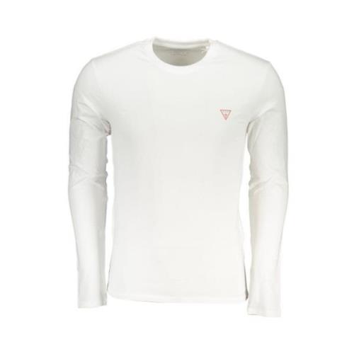 Katoenen Longsleeve Slim Fit Tee Guess , White , Heren