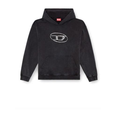 Gelaagde Logo Print Hoodie Diesel , Black , Heren