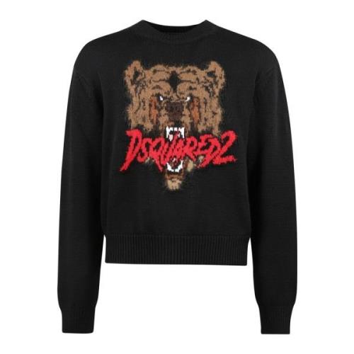 Stijlvolle Pullover Trui voor Mannen Dsquared2 , Black , Heren