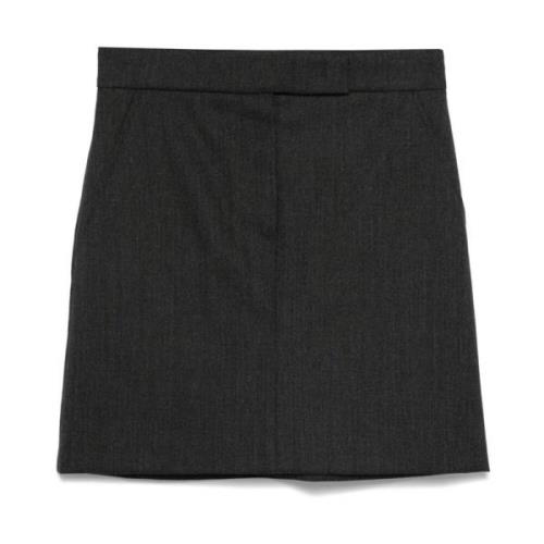 Grijze Wollen Rok Mêlee Effect Max Mara , Gray , Dames