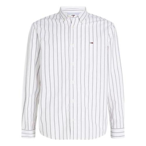 Wit Gestreept Shirt met Klein Vooraan Logo Tommy Hilfiger , White , He...