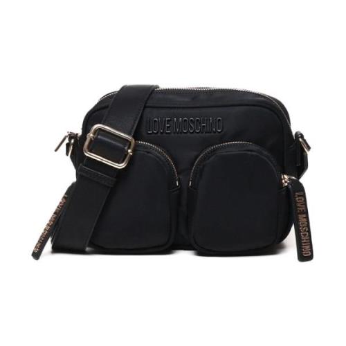 Zwarte Cargo Tas met Voorzakken Love Moschino , Black , Dames