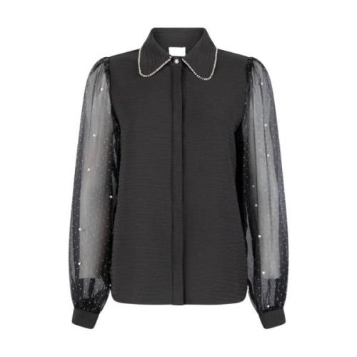 Blouse met lange mouwen en strass parels Aaiko , Black , Dames