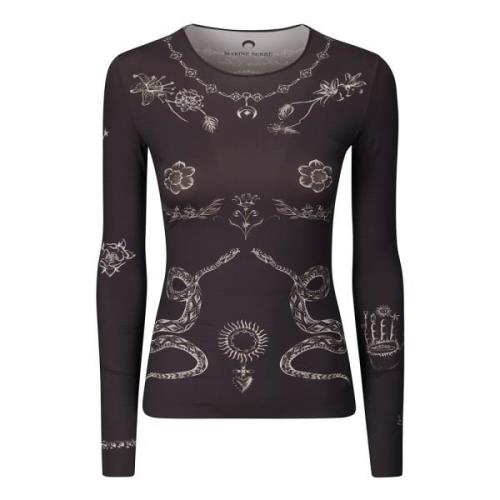 Gedrukte Jersey Crewneck Top Marine Serre , Brown , Dames