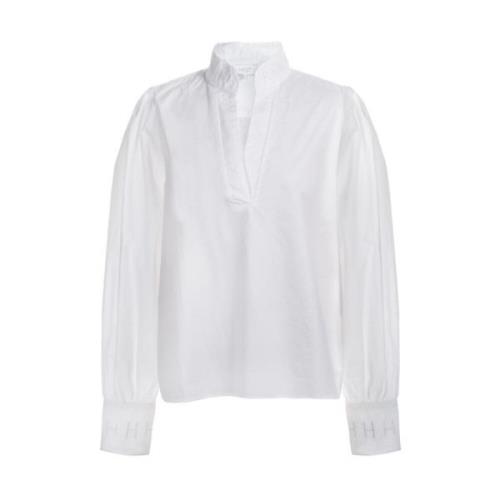 Elegante Poplin Blouse Hést , White , Dames