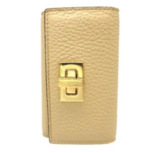 Pre-owned Leather wallets Fendi Vintage , Beige , Dames