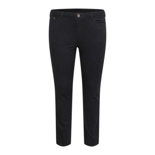 Slim Fit Jeans Zwart Diep Kaffe Curve , Black , Dames