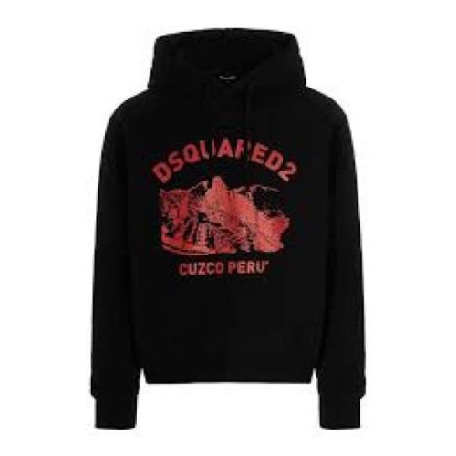 Stijlvolle Hoodie voor Mannen Dsquared2 , Black , Heren