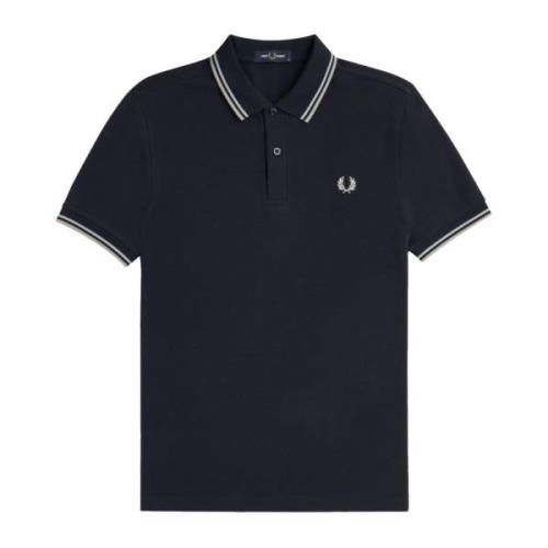 Twin Tipped Polo in Marineblauw/Zilver/Grijs Fred Perry , Blue , Heren