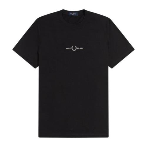 Geborduurd Logo Grafisch T-Shirt Zwart Fred Perry , Black , Heren