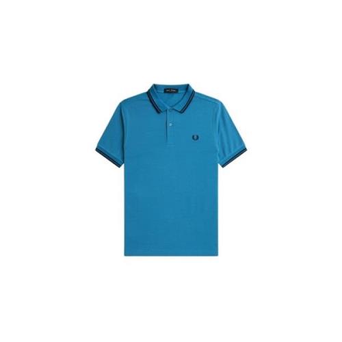 Katoenen poloshirt met dubbele streep Fred Perry , Blue , Heren