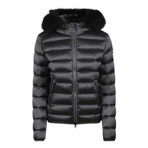 Zware Nylon Pufferjas met Faux Fur Hood Colmar , Black , Dames