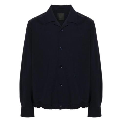 Blauwe Wol Poplin Overhemd Jas Givenchy , Blue , Heren