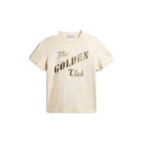 Casual Katoenen T-shirt Golden Goose , Beige , Heren