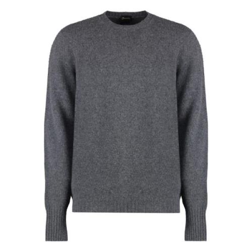 Kasjmier Crew-neck Sweater Geribbelde Gebreid Drumohr , Gray , Heren