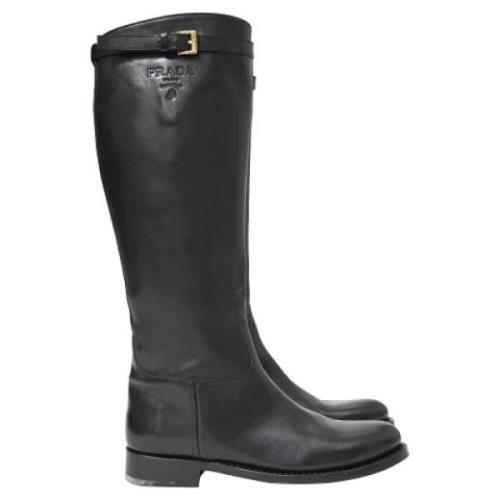 Pre-owned Leather boots Prada Vintage , Black , Dames