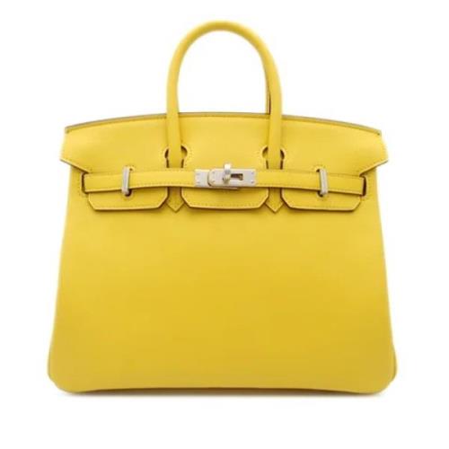 Pre-owned Leather handbags Hermès Vintage , Yellow , Dames