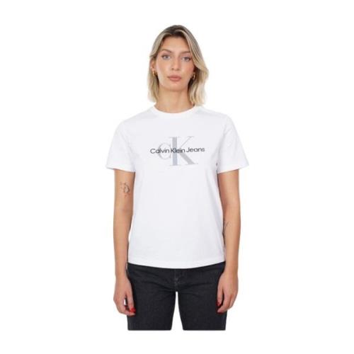 Wit Logo Katoenen T-shirt Calvin Klein , White , Dames