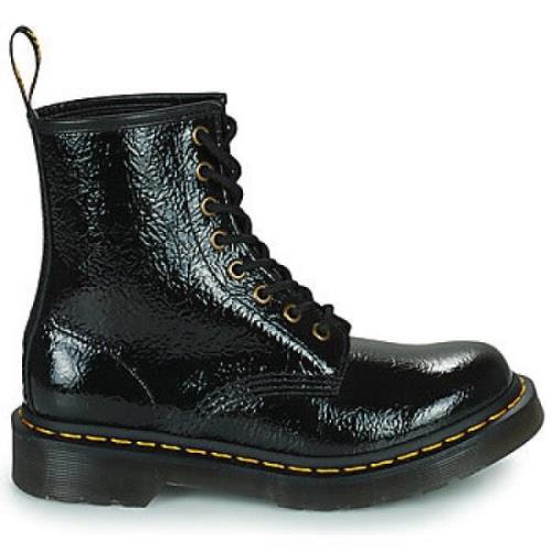 Distressed Patent Zwarte Dameslaarzen Dr. Martens , Black , Dames