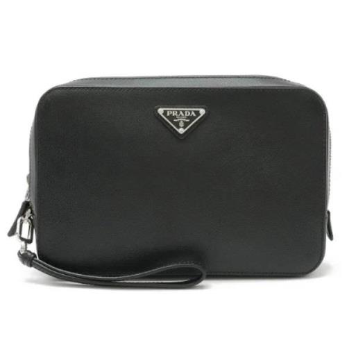 Pre-owned Leather clutches Prada Vintage , Black , Dames