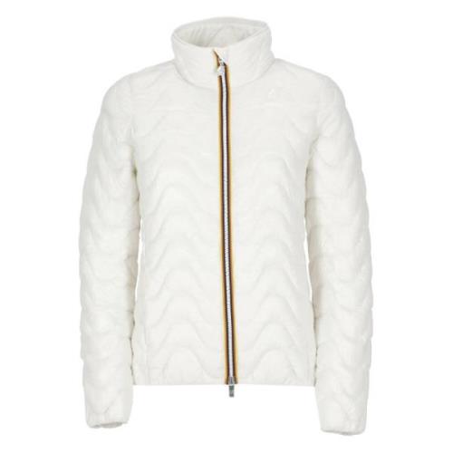 Witte Waterdichte Gewatteerde Lange Jas Vrouw K-Way , White , Dames