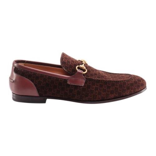 Iconische Suède Loafers met G Quadro Gucci , Brown , Heren