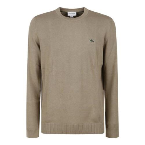 Beige Katoenen Trui Girocollo Stijl Lacoste , Beige , Heren