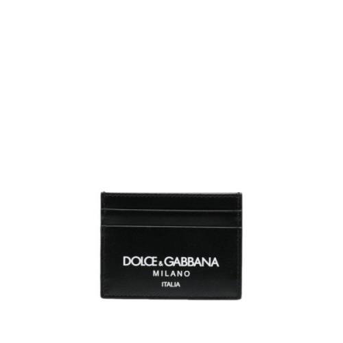 Leren Logo Kaarthouder Dolce & Gabbana , Black , Heren