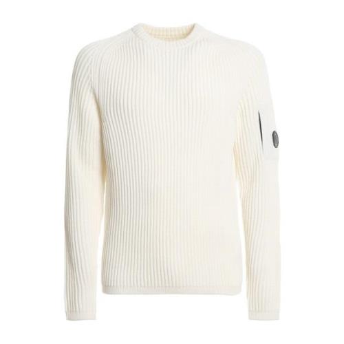 Witte Geribbelde Crewneck Trui C.p. Company , White , Heren