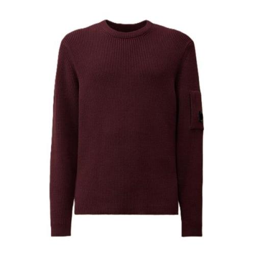 Geribbelde Crew Neck Trui Bordeaux C.p. Company , Purple , Heren