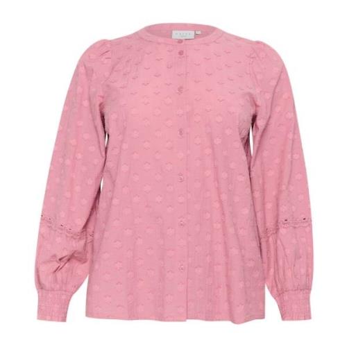 Smock Cuff Overhemdblouse Mesa Rose Kaffe Curve , Pink , Dames