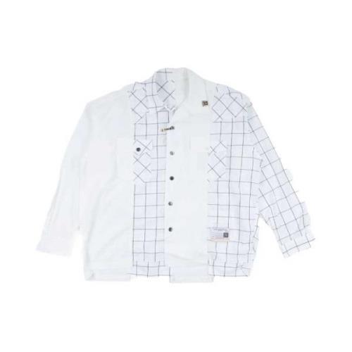 Witte Katoenen Combinatieshirt met Zakken Mihara Yasuhiro , White , He...