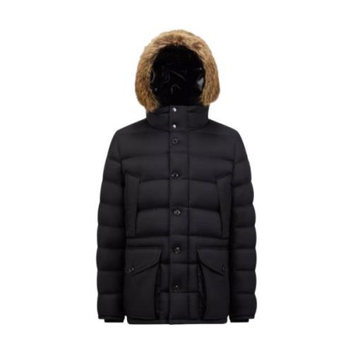 Korte donsjas met afneembare capuchon Moncler , Black , Heren