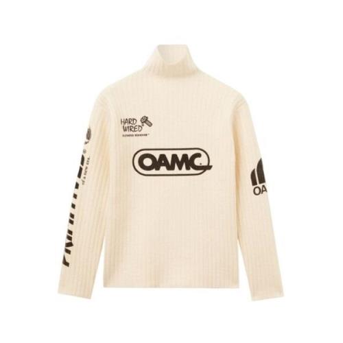 Grafische Wollen Rollneck Trui in Ecru Oamc , Beige , Heren