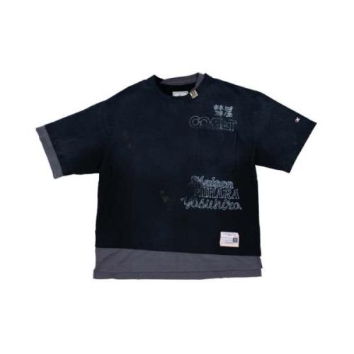 Gelaagd Logo Print Katoenen T-shirt Mihara Yasuhiro , Black , Heren