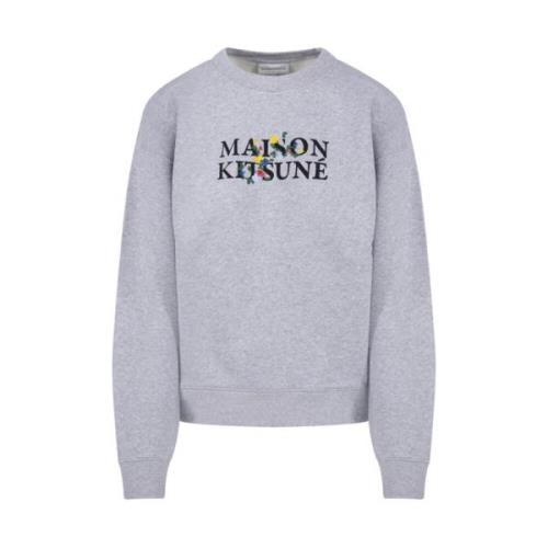 Bloemen Comfort Sweatshirt H120 Lichtgrijs Melange Maison Kitsuné , Gr...