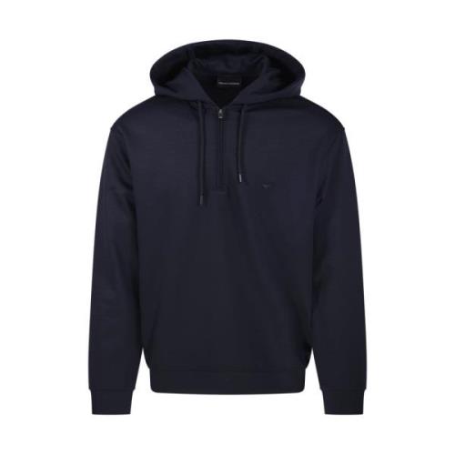 Blauwe Hoodie Sweatshirt Emporio Armani , Blue , Heren