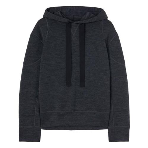 Wollen hoodie met trekkoord Jil Sander , Gray , Dames