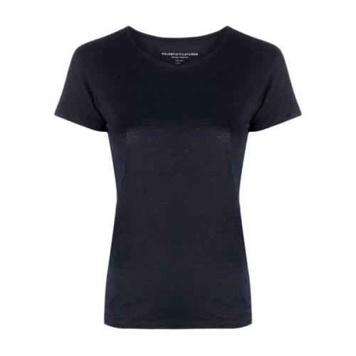 Blauw Linnen T-shirt en Polo Majestic Filatures , Blue , Dames